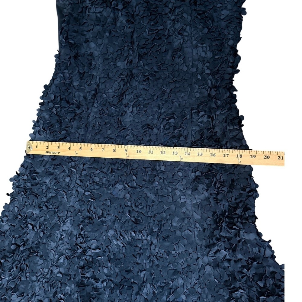 Akris Punto Ink Blue 3D Laser Cut Floral Petal Applique Midi Dress US 8 IT 44 - Picture 12 of 12